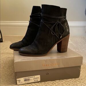 Franco Sarto Black Heeled Boots with Wrap Detail